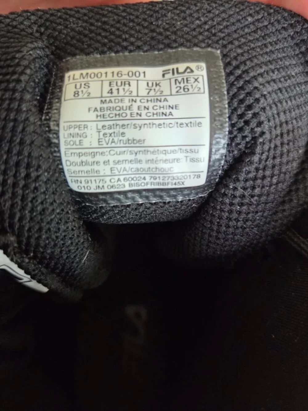 FILA Chastizer Men's Black Tactical Work Boots Size 8.5 1LM00116-001